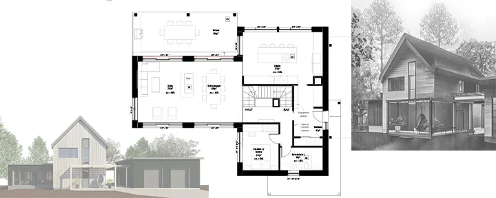 Plans préliminaires d'architecture, croquis et élévation préliminaires